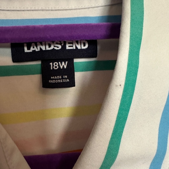 Lands' End 18W No Iron 100% Supima Cotton Short Sleeve Button Down Shirt - Picture 2 of 4